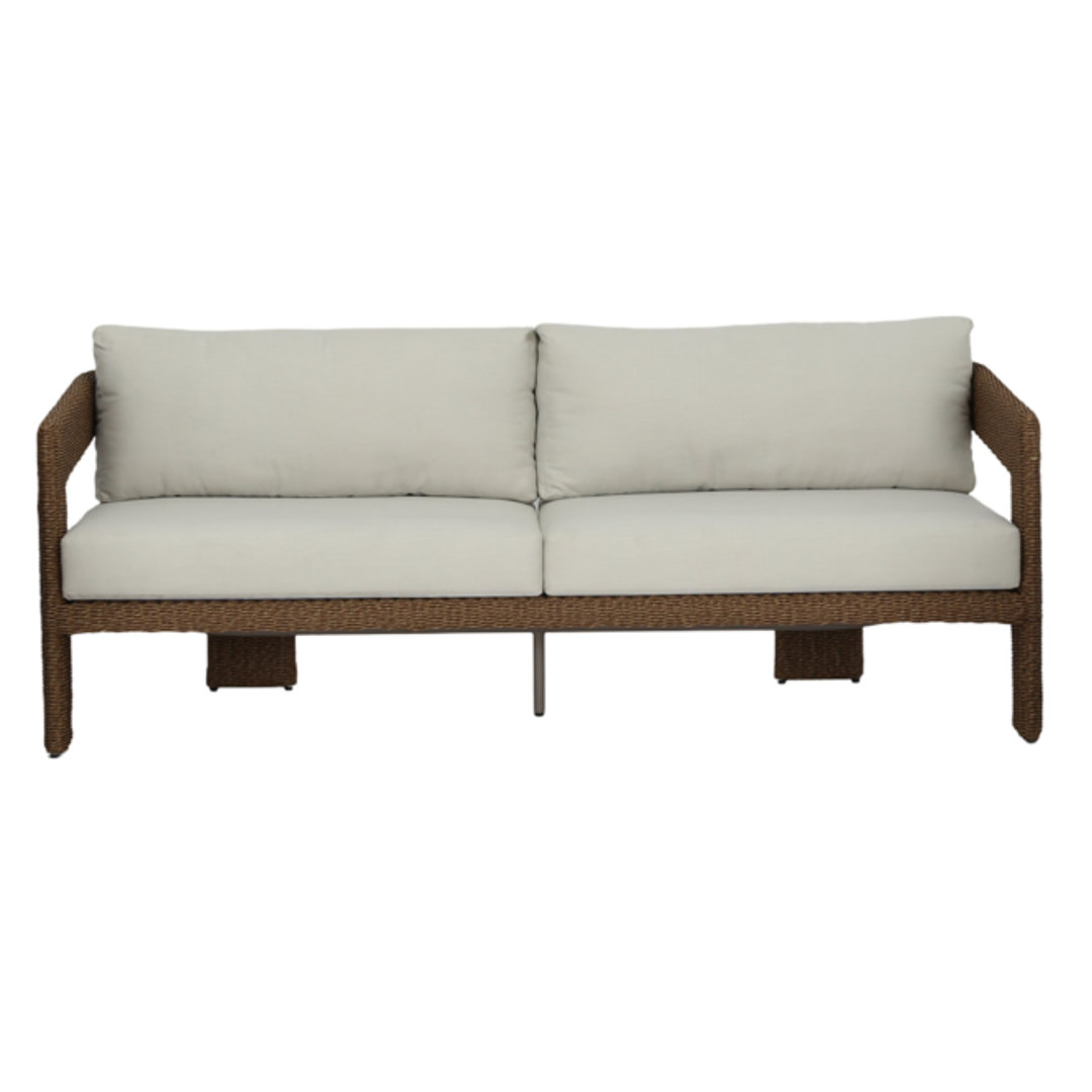 Amber 82" Outdoor Wicker Patio Sofa with Sunbrella Cushions